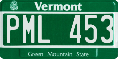 VT license plate PML453
