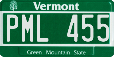VT license plate PML455