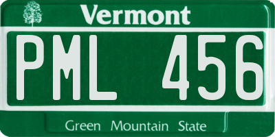 VT license plate PML456