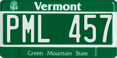 VT license plate PML457