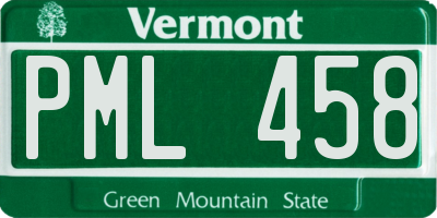 VT license plate PML458