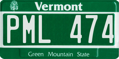 VT license plate PML474