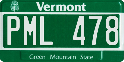 VT license plate PML478
