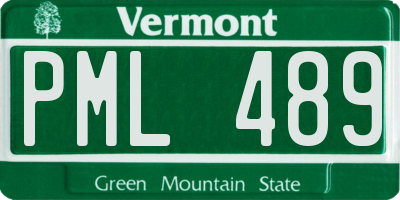 VT license plate PML489