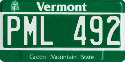 VT license plate PML492