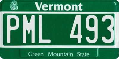 VT license plate PML493