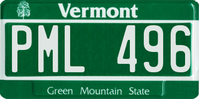 VT license plate PML496