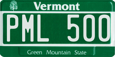 VT license plate PML500