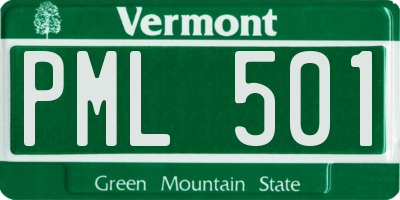 VT license plate PML501
