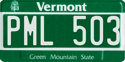 VT license plate PML503