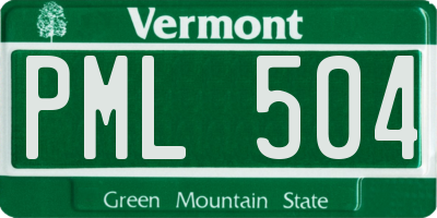 VT license plate PML504