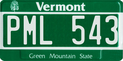 VT license plate PML543