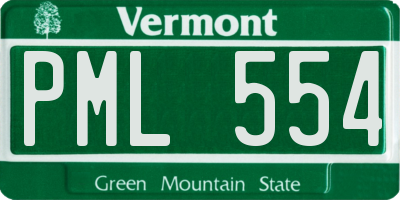 VT license plate PML554
