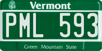 VT license plate PML593
