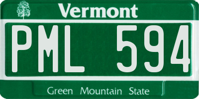 VT license plate PML594