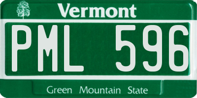 VT license plate PML596