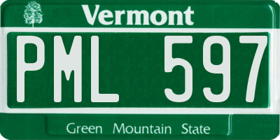 VT license plate PML597