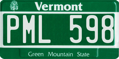 VT license plate PML598