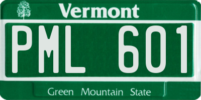 VT license plate PML601