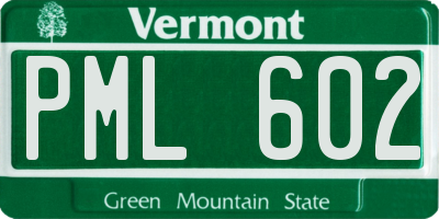 VT license plate PML602