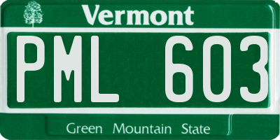 VT license plate PML603