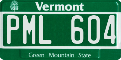 VT license plate PML604