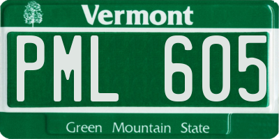 VT license plate PML605