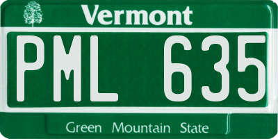 VT license plate PML635