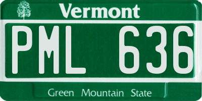 VT license plate PML636
