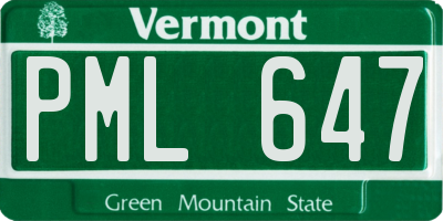VT license plate PML647