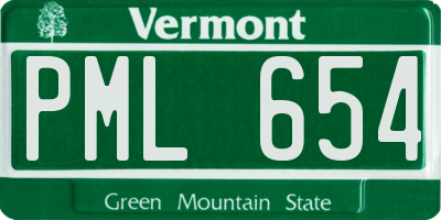 VT license plate PML654