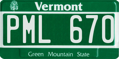 VT license plate PML670