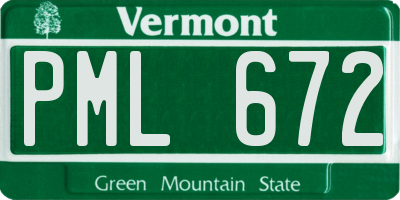 VT license plate PML672