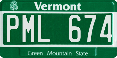VT license plate PML674