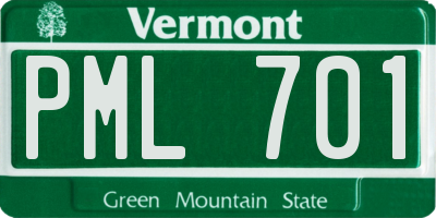 VT license plate PML701