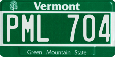 VT license plate PML704