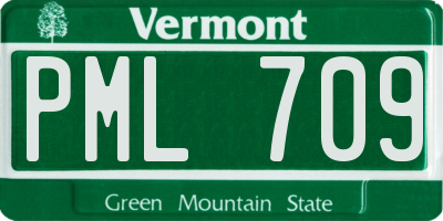 VT license plate PML709