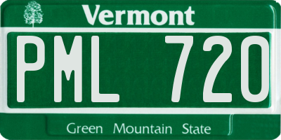VT license plate PML720