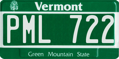VT license plate PML722