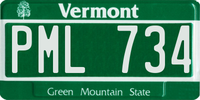 VT license plate PML734
