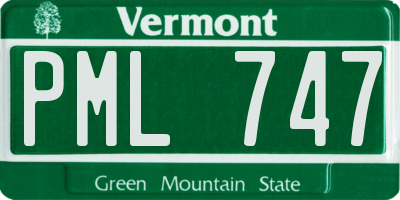 VT license plate PML747