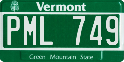 VT license plate PML749