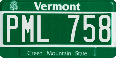 VT license plate PML758