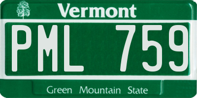 VT license plate PML759