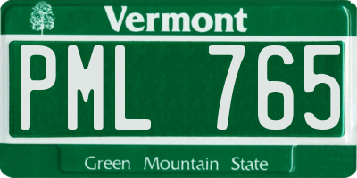 VT license plate PML765