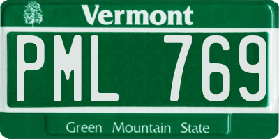 VT license plate PML769