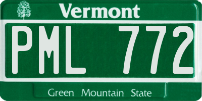 VT license plate PML772