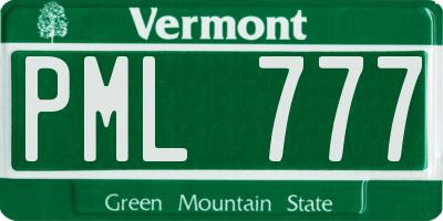 VT license plate PML777