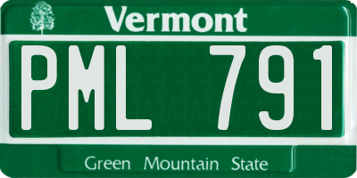 VT license plate PML791