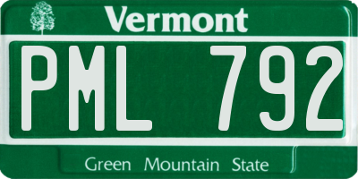 VT license plate PML792